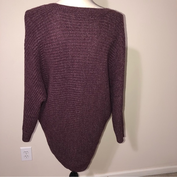 Ellen Tracy Womens Size Medium Sweater Tunic Wine Dolman Sleeves 3/4 V Neck - Picture 10 of 10